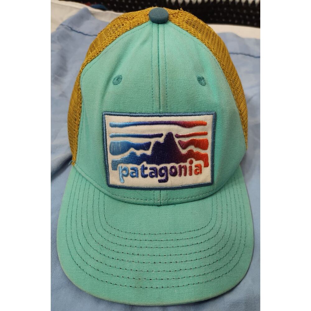 Patagonia Turquoise Yellow Adjustable Mesh Back Trucker Hat One Size Men's